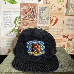 Camel Smooth Character Black Corduroy Cap